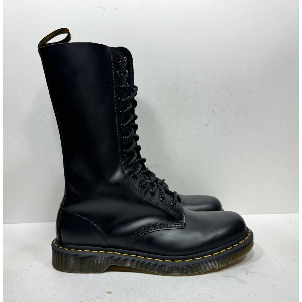 Doc Dr. Martens 1914 Black Smooth Leather Combat High Top Air Wair Womens Sz 10